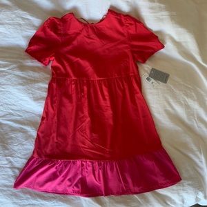 Ruffle Trim Puff Sleeve Dress